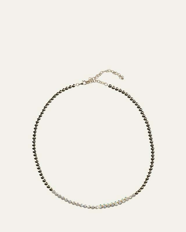 Tubbo Sideway 14K Gold Diamond and Emerald Tennis Necklace